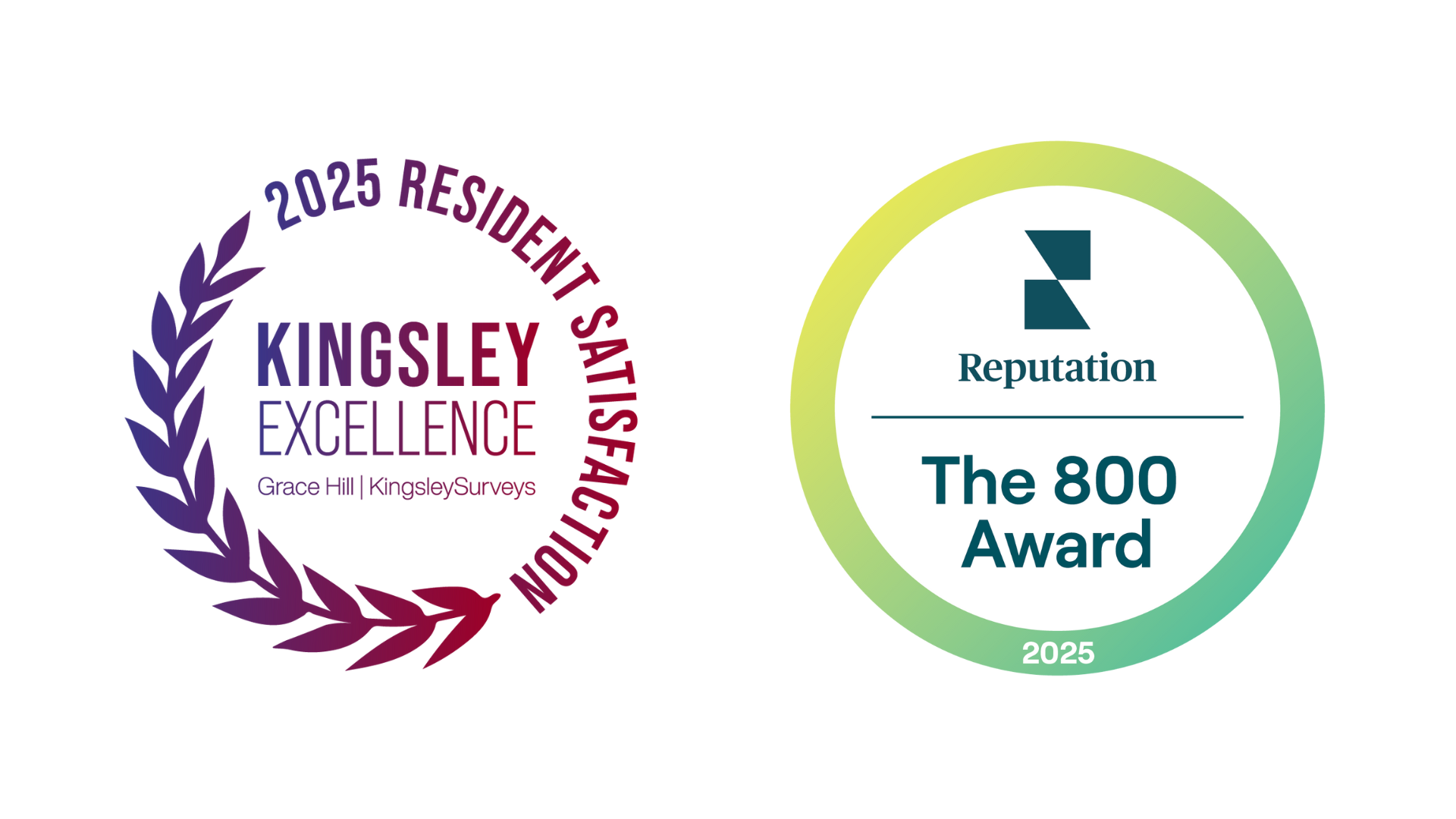 Graphic with Kingsley 800 Award logo on left side and Reputation 800 Award logo on right