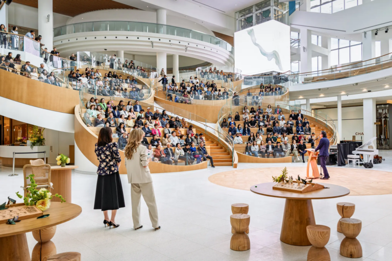 Guests attend Oakridge Park’s grand opening event in the South Atrium in Vancouver.